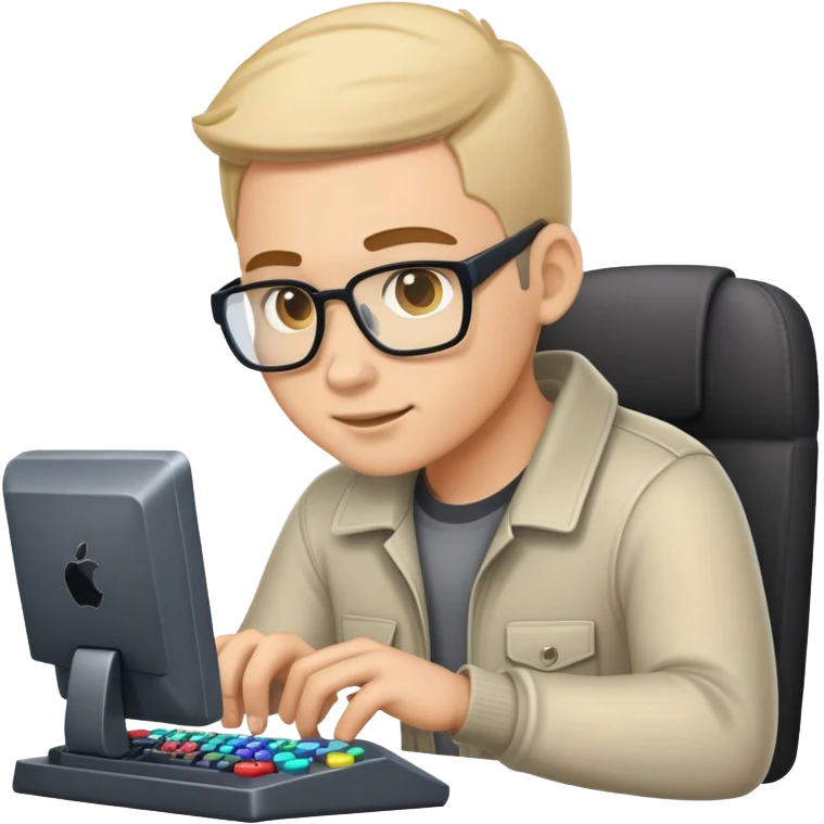 Светлокожий Мужчина программист играет в компьютер emoji
