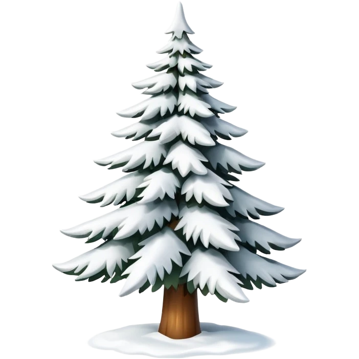 actual snow-covered white fir christmas tree isolated.  emoji