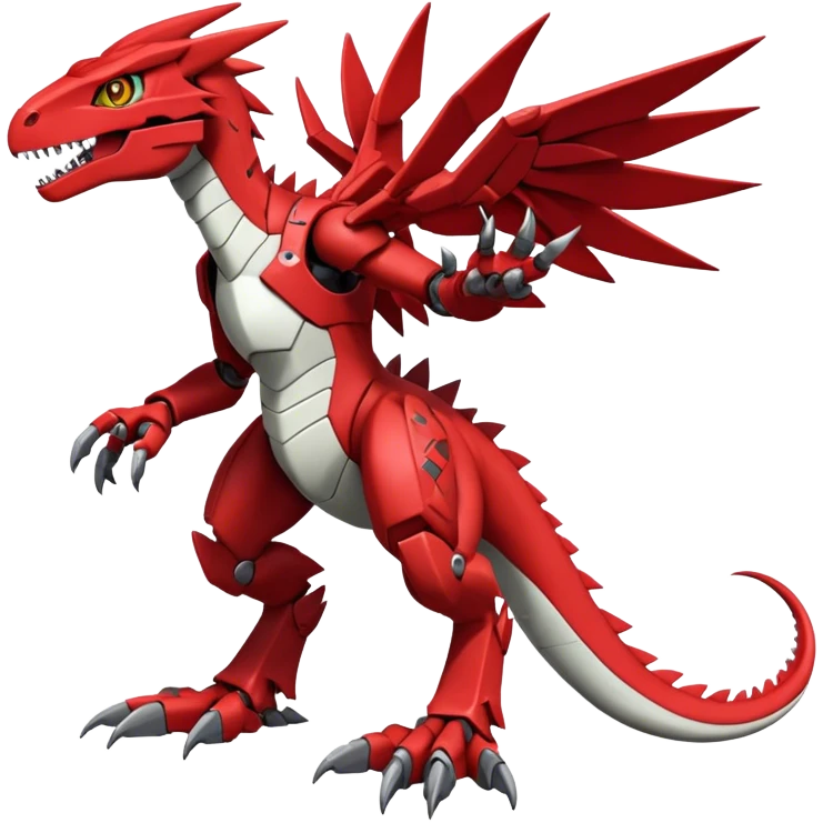  Cool Edgy Red Digimon-Fakemon-Guilmon-Velociraptor-Dragon-Mecha full body  emoji