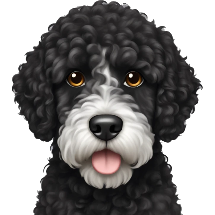 black curly haired portuguese water dog no white fur emoji