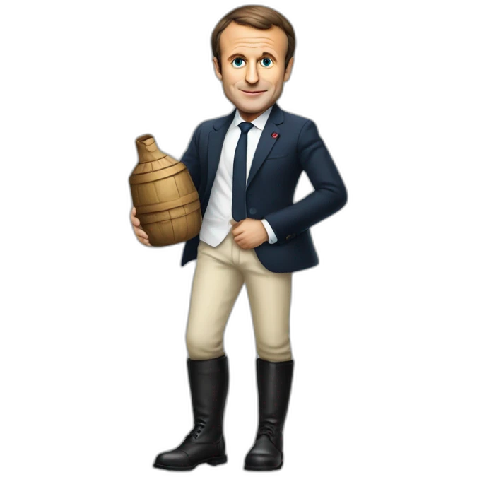 Emmanuel macron with a botte of per emoji