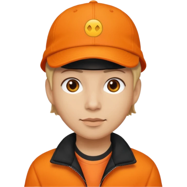 Kindly Keyin, Male YouTuber with orange cap, orange shirt, black jacket emoji