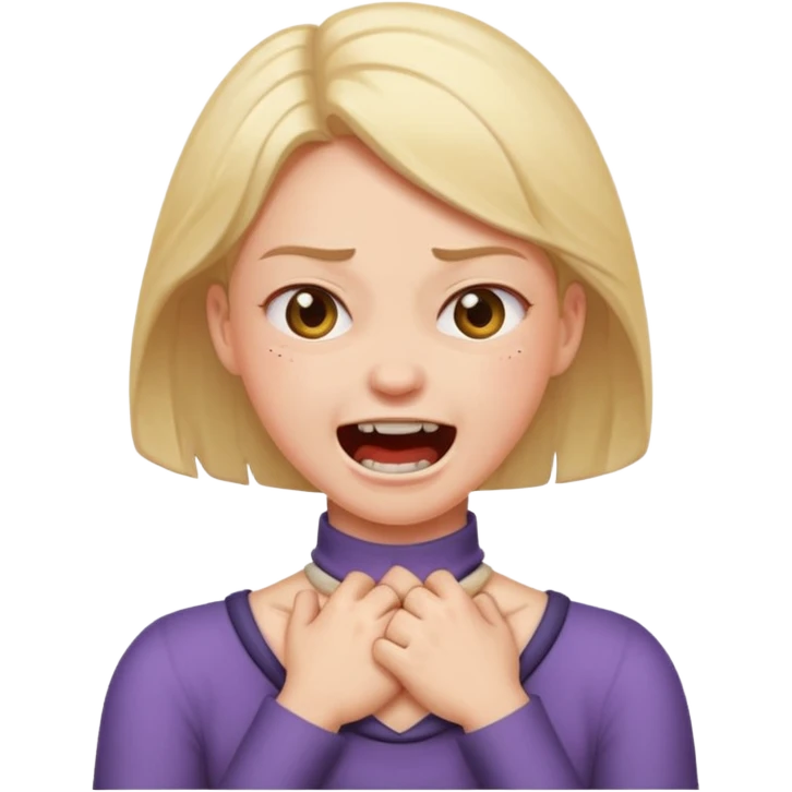 Arms chocking neck ￼ angry laughing girl  emoji