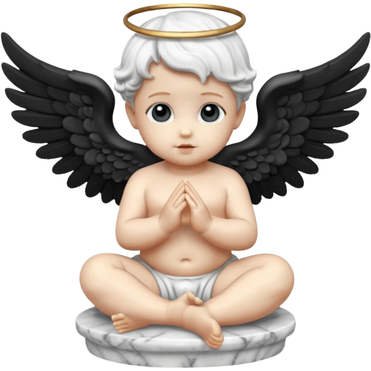baby angel statue with black wings emoji