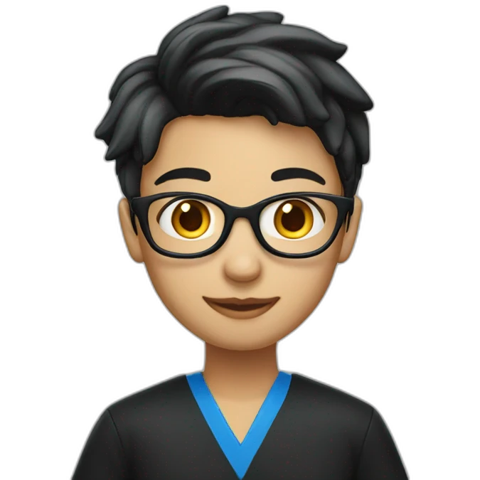 Students in black blue school costume emoji