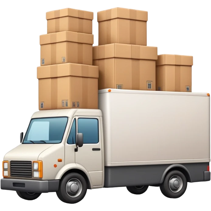 delivery truck overflowing with packages in the back emoji