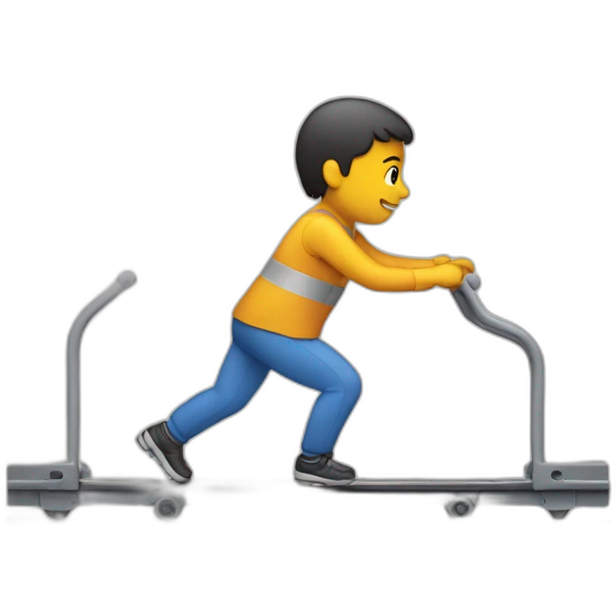 a person pushing a track from behind emoji
