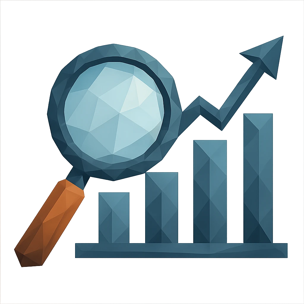 magnifying glass and graph emoji