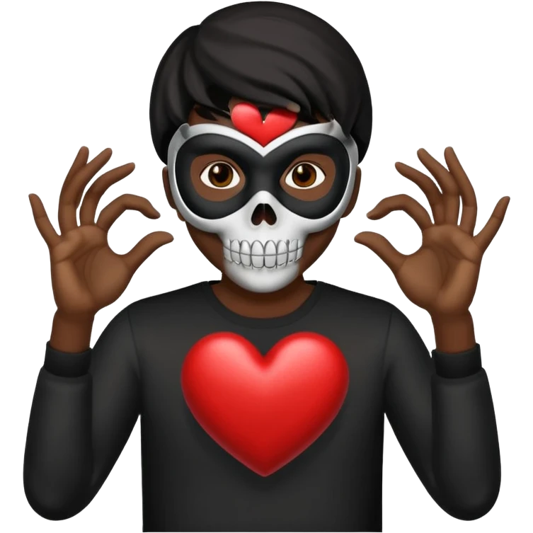 Emoji combination 💀 and 🫶🏿 emoji