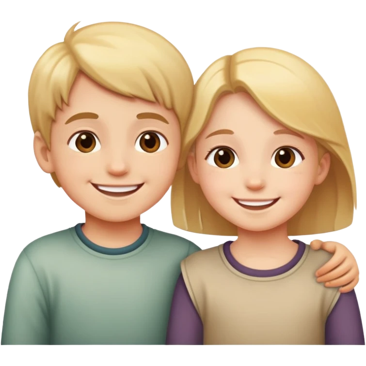 two children smiling at each other, happy and kind emoji