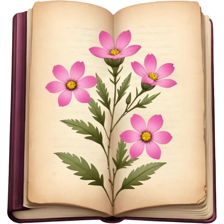 herbarium book with pink  emoji