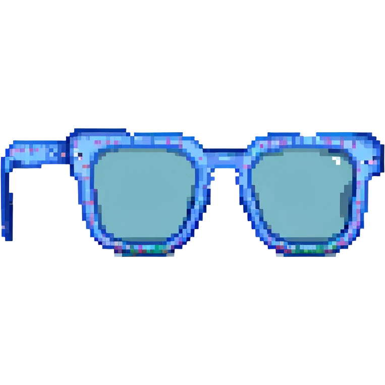 a pair of sunglasses pixel art with blue tint emoji