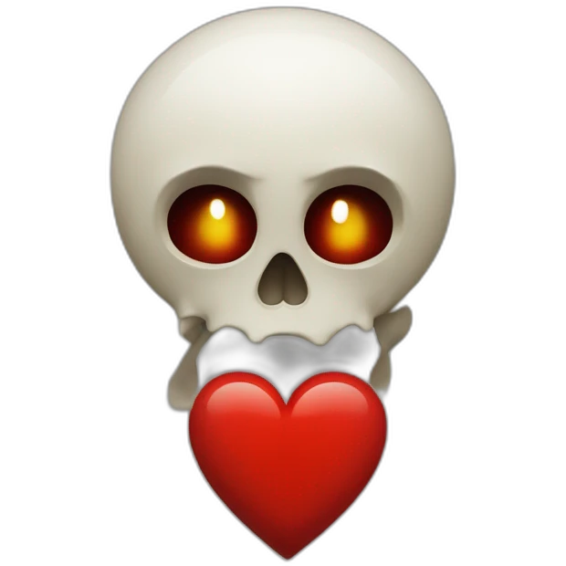 Un cœur rouge avec une tête de mort dedant emoji