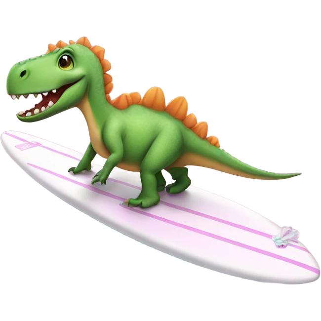 dinosaur in a tutu on a surfboard emoji