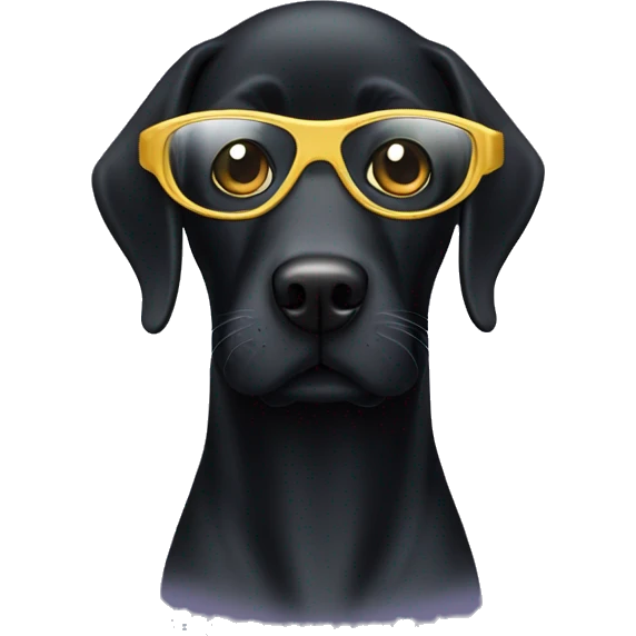 Black Lab wearing spy eye mask emoji