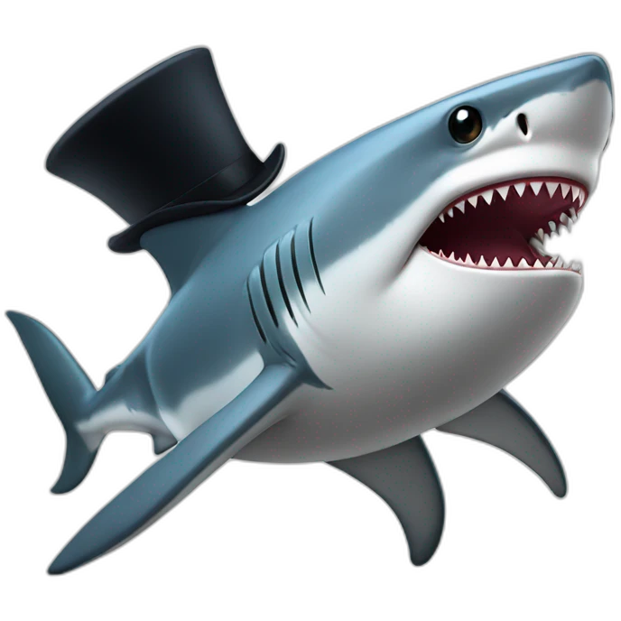 Shark with a top hat emoji