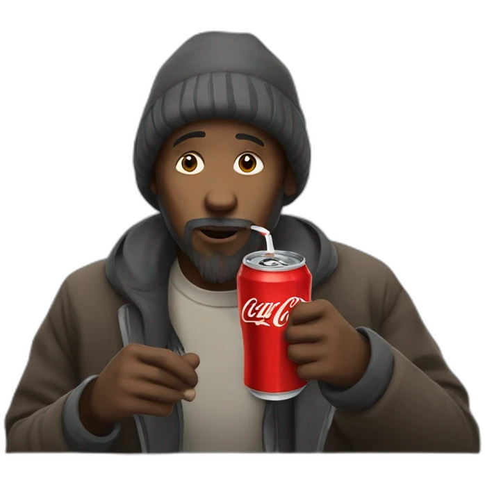 homeless man drinking coke emoji