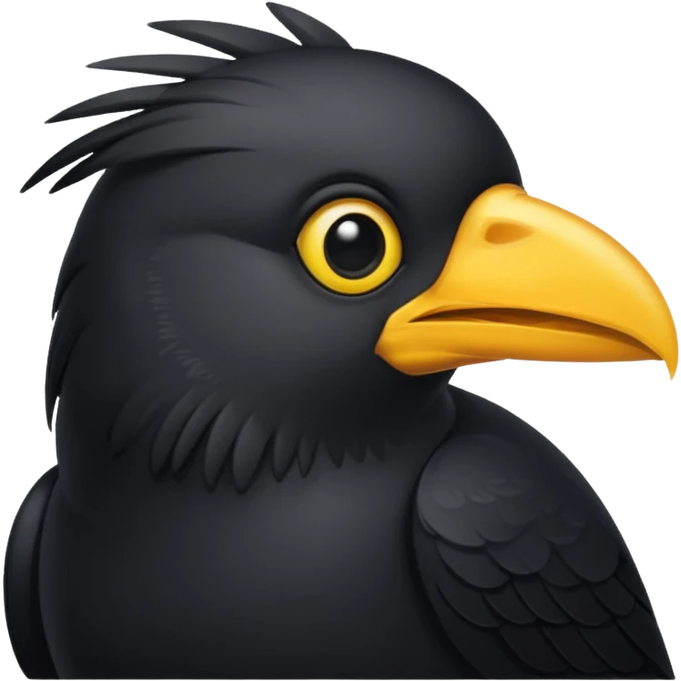 Create a black bird with long yellow beak  emoji