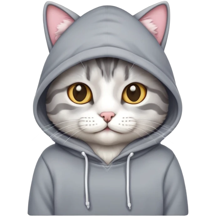 Cat wearing a cute cat hoodie  emoji