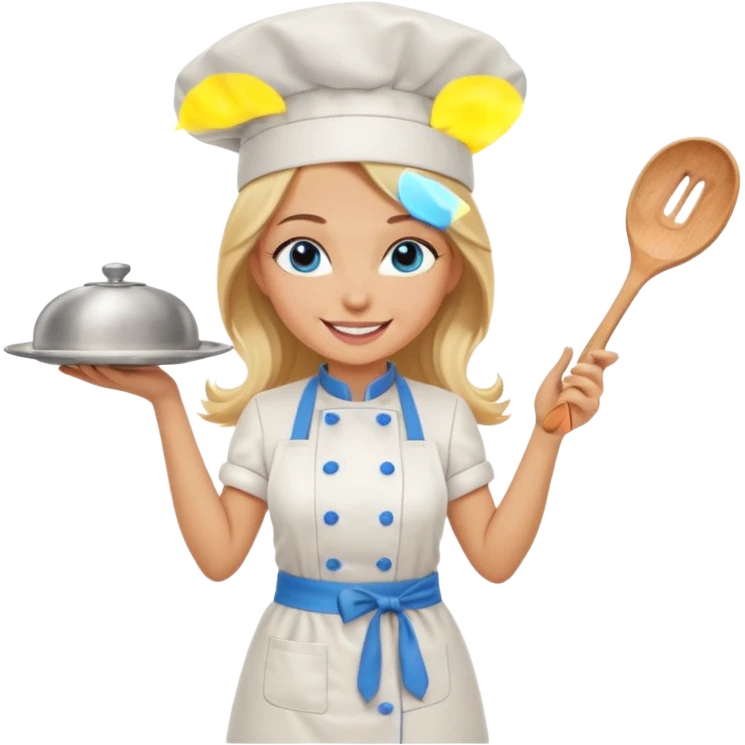 Full body 
Sexy Long Blonde hair blue eyed female chef emoji