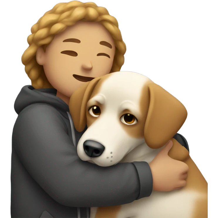 person hugging dog emoji