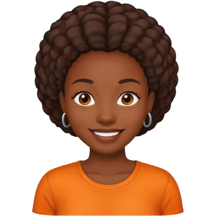 black woman with organge shirt emoji