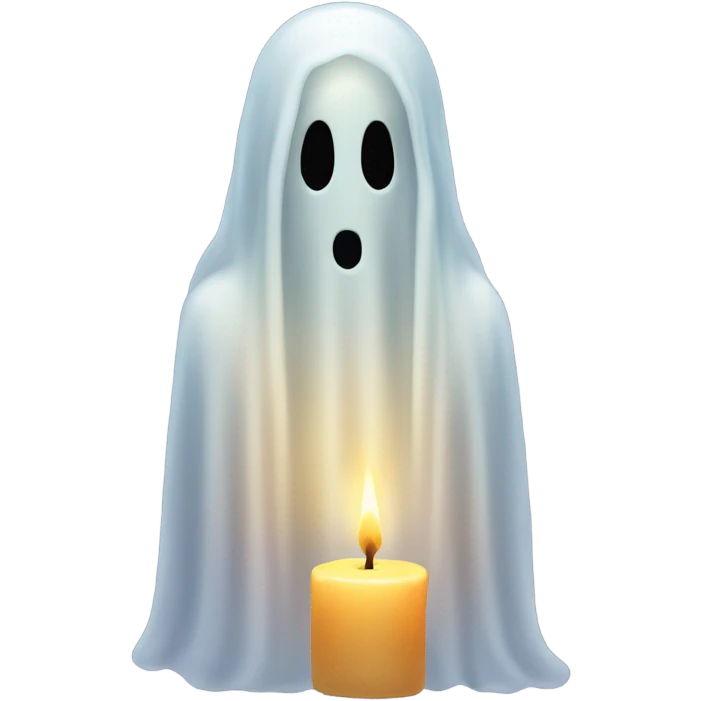 transparent ghost, ethereal with a candle, without shape. emoji
