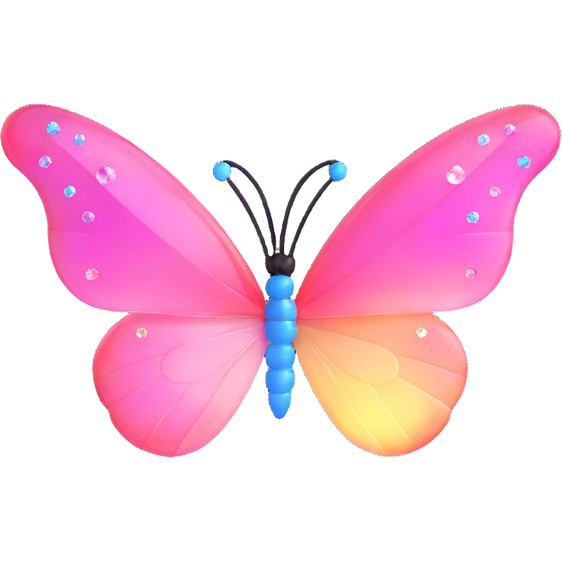 Light pink rainbow glass crystal butterfly emoji