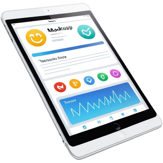 Create an emoji for UX/UI design. Show a monitor or tablet with a web interface mockup displayed on the screen. Use modern, professional colors. Do not include any emojis or smiley faces. Make the background transparent. emoji