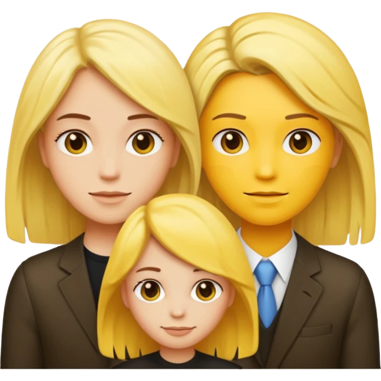 three people, all yellow emoji skin color but different hair colors next to each other  emoji
