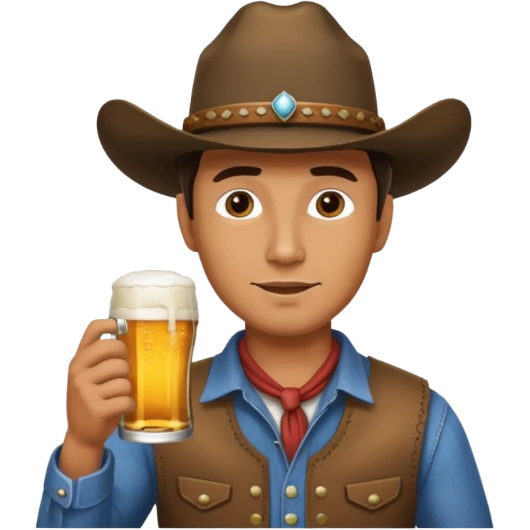 Man with cowboy hat drinking a beer emoji