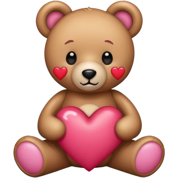 Teddy bear with pink and red hearts around emoji