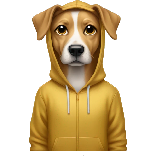 Dog wearing a gold hoddie emoji