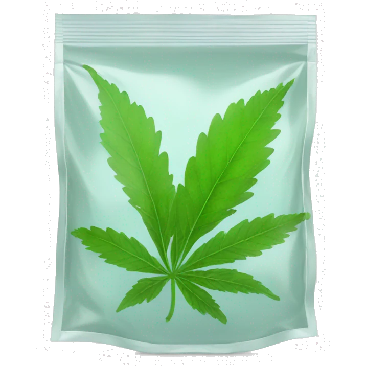transparent ziplock bag with sativa leaf inside emoji