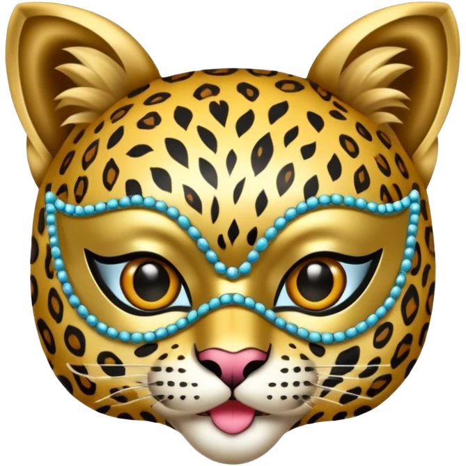 leopard with glamorous masquerade mask emoji