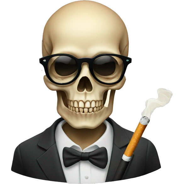 Skull in glasses with a cigarette emoji