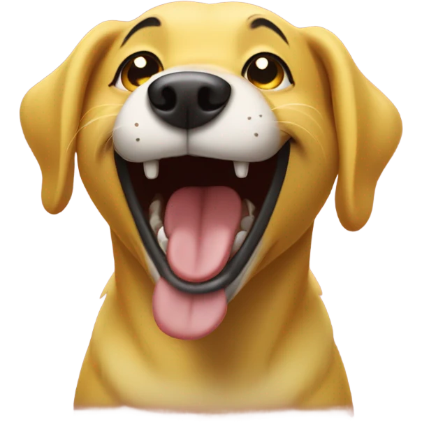 Yellow dog laughing  emoji