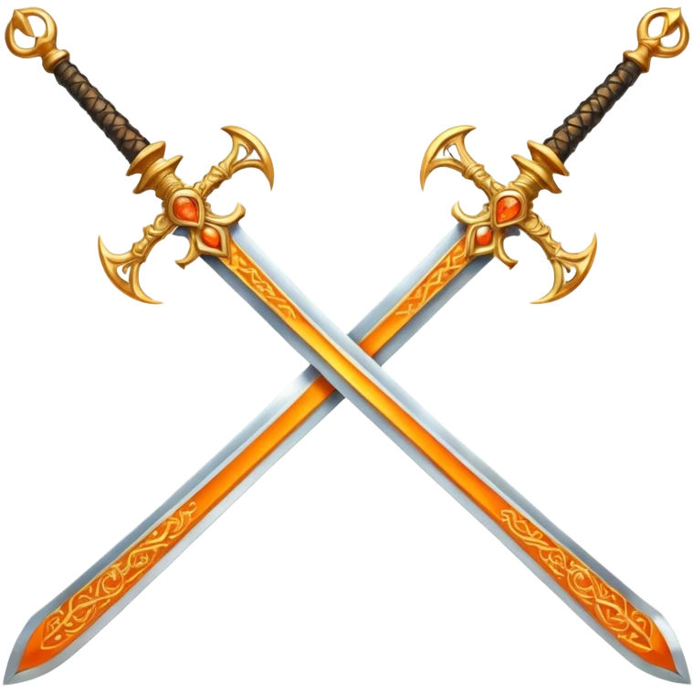 Two golden fiery royal crossed swords emoji