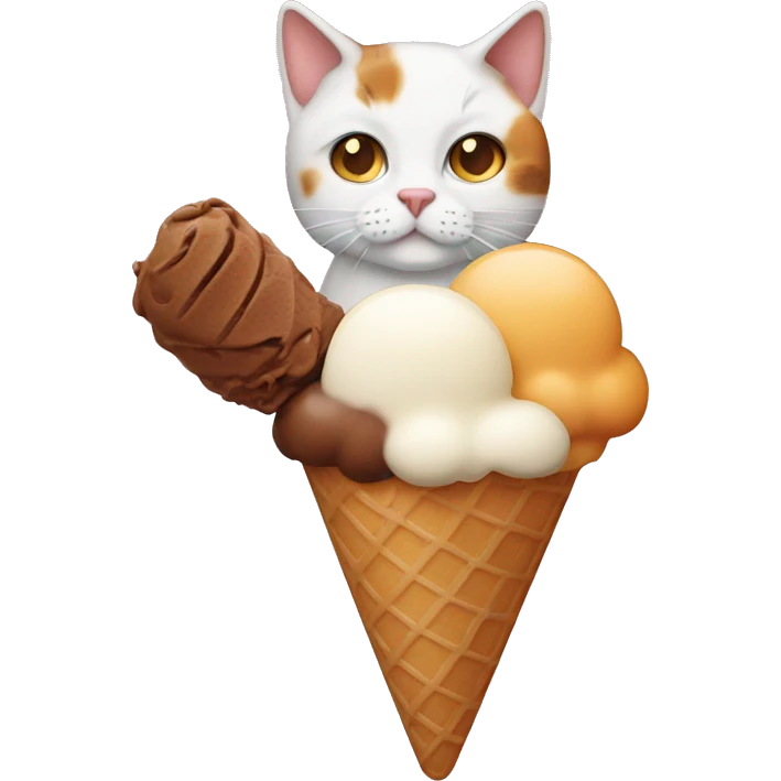 Icecream with calico cat emoji
