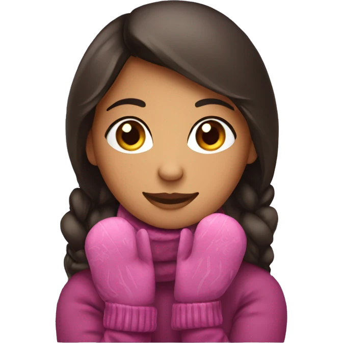 Hispanic Girl wearing mittens emoji