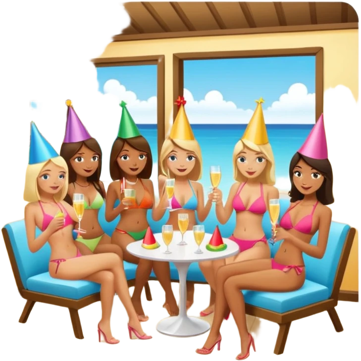 A bikini party in a small home emoji