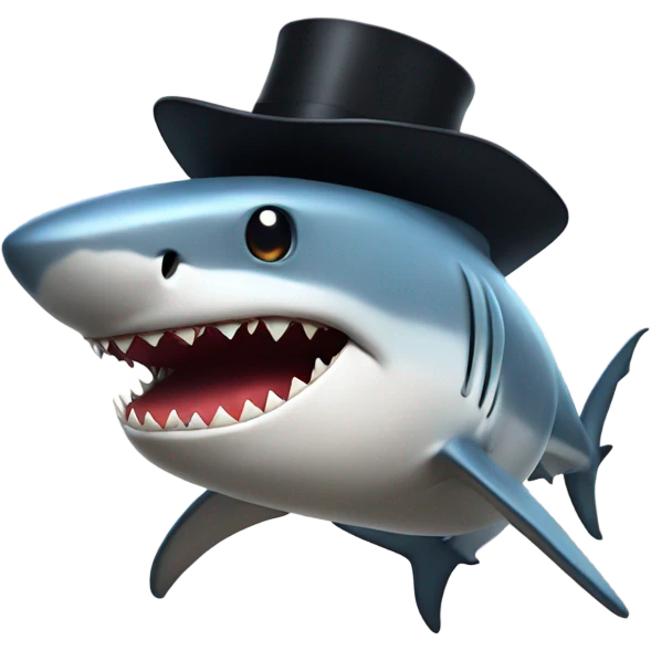 Shark with a top hat emoji