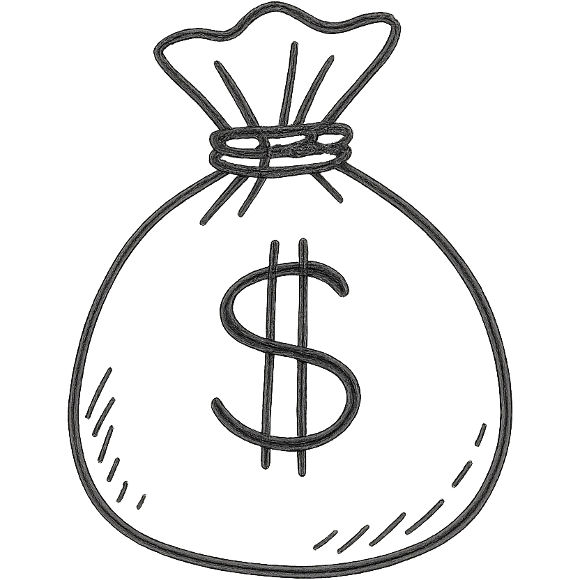 hand drawn outlined money bag icon emoji