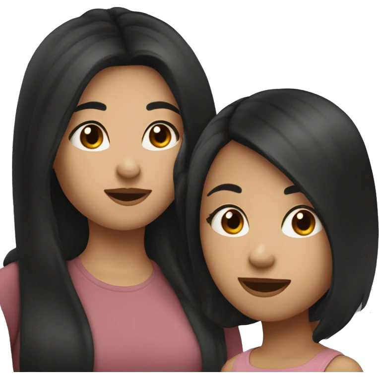Girl with long black hair kissing girl with short brown hair emoji