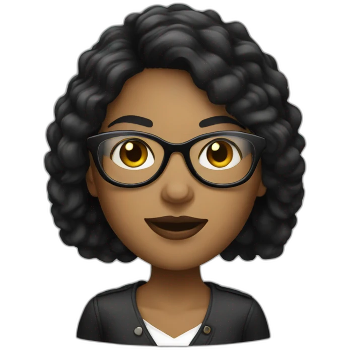 black hair white woman designer with glasses emoji