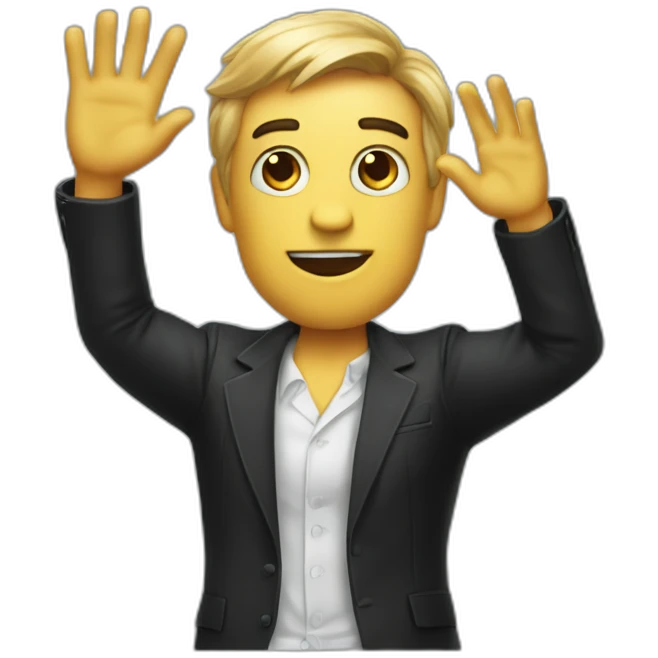 halloween hugo boss costume saluting ave cesar with one hand emoji