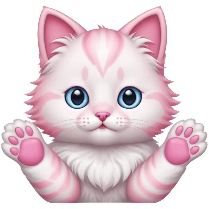 Cute pink kitty holding up its paws emoji