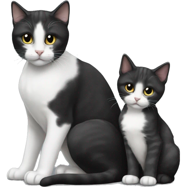 Black cat with grey and white mancoon kitten emoji