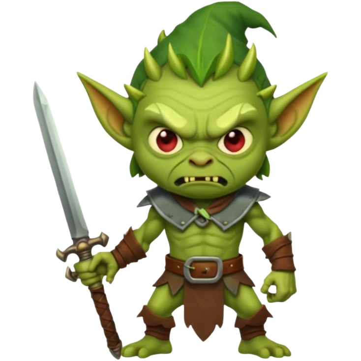 make an angry looking goblin holding a sword emoji
