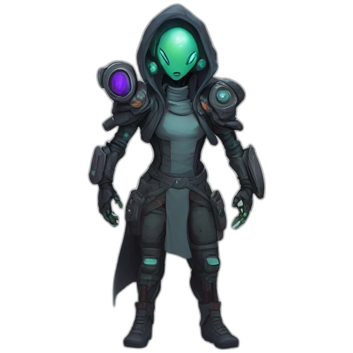 cyberpunk alien character desing scifi roguelike rpg style inspired by slay the spire digital art emoji